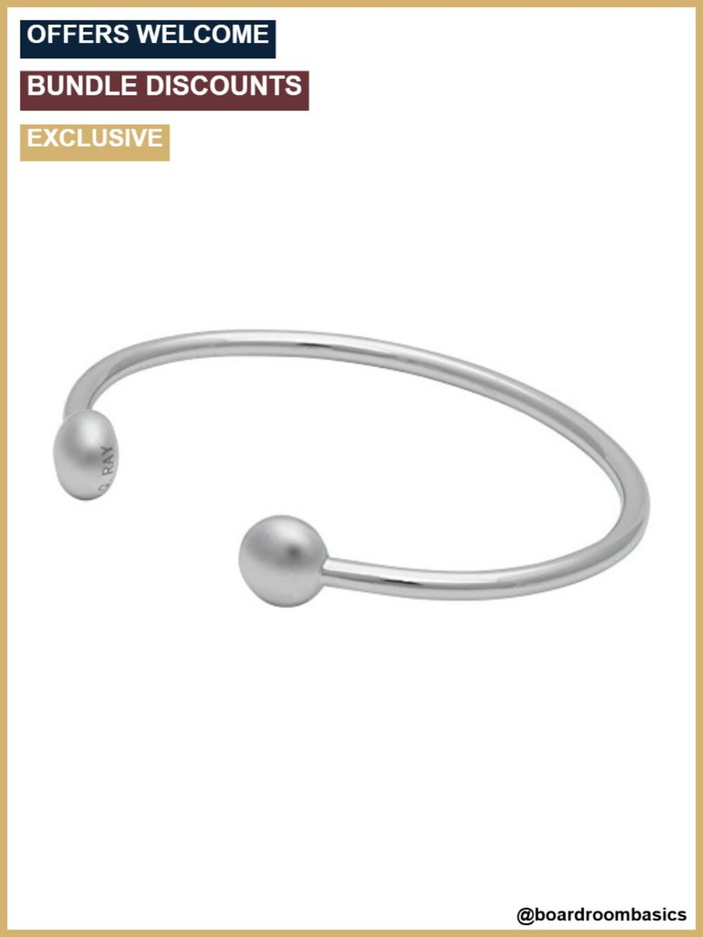 Stainless Steel Golf Athletic Bangle C-Shaped Wellness Bracelet